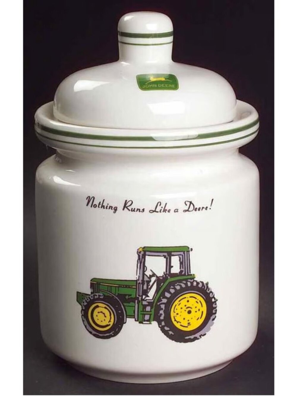 John Deere Small Ceramic Canister With Tractor Design & Lid